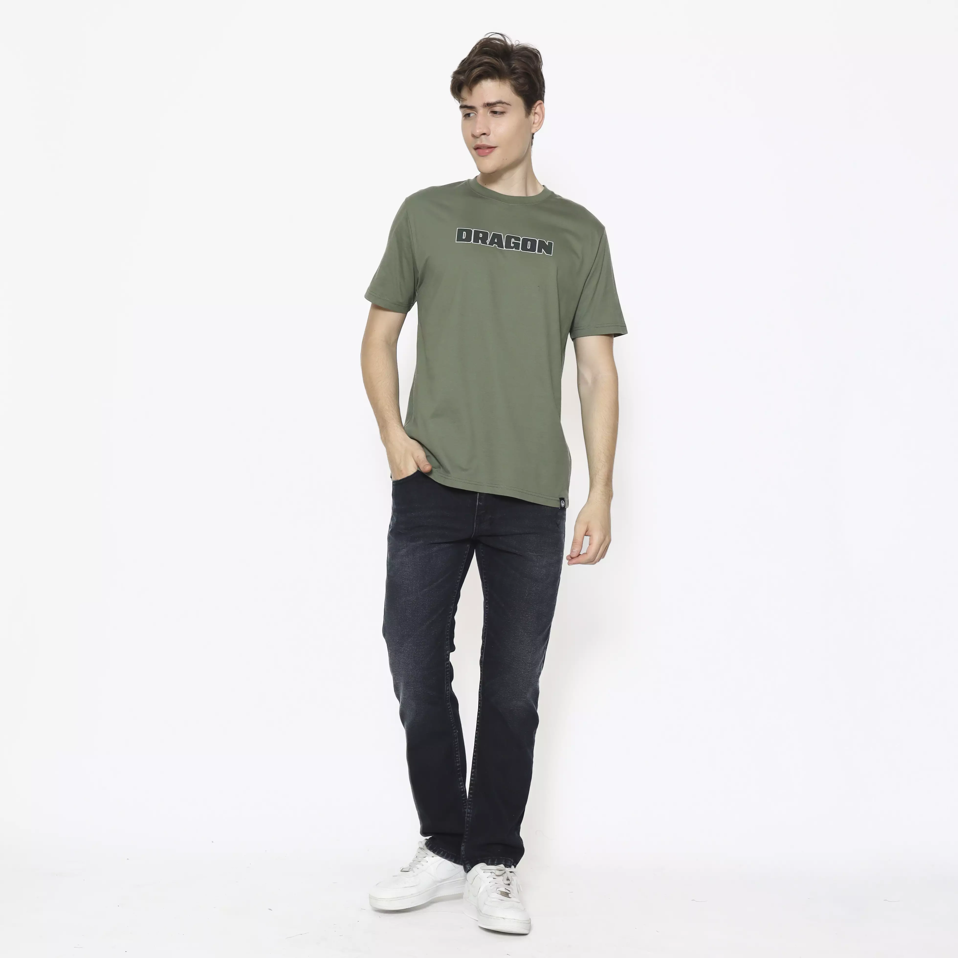 Dragon Kaos Lengan Pendek Heather Men Tee Olive Planet Surf