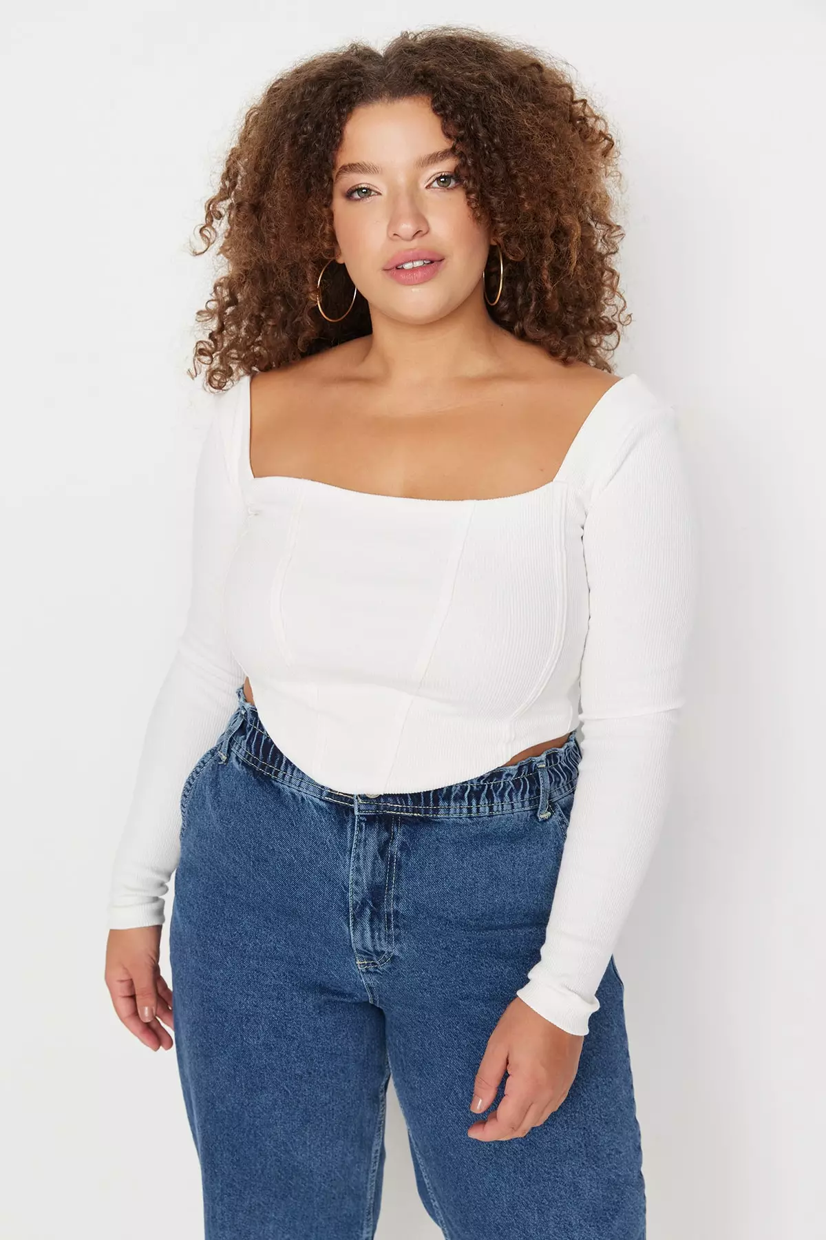 Plus Size Crop Knit Top