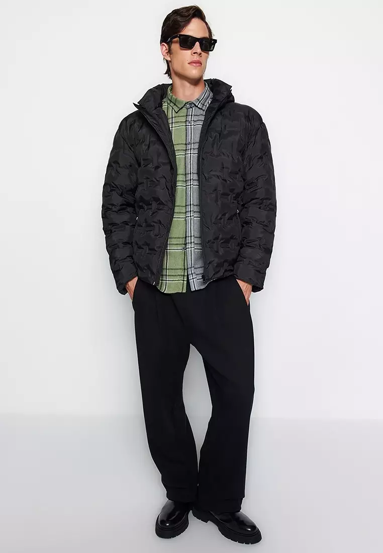 Textured Puffy Winter Jacket
