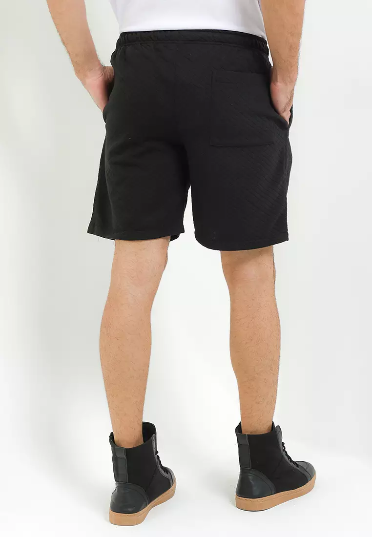 SYZLO Setelan Hoodie Comfy  Diamond Cotton Fleece Atasan Dan Bawahan Boardshort 1 Stel - Black