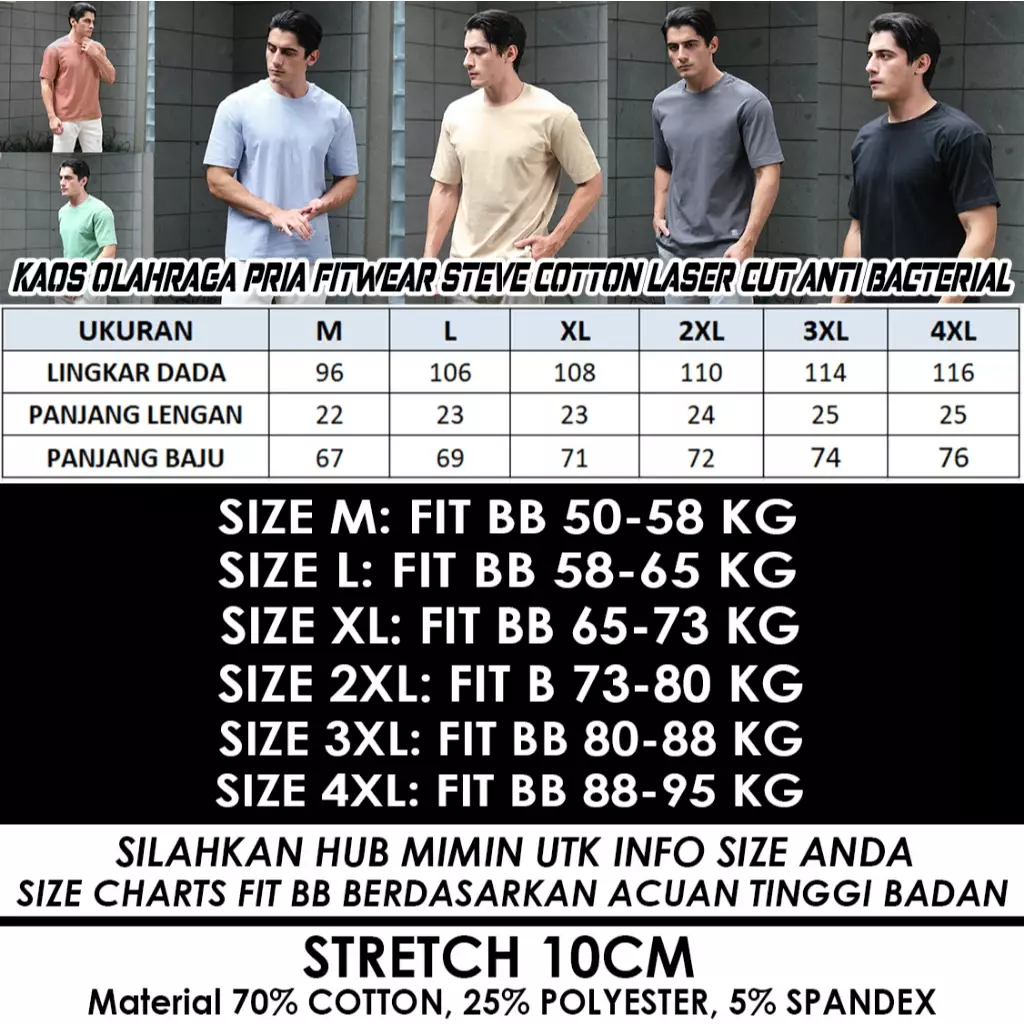 Fitwear Kaos Olahraga Pria Fitwear STEVE LASER CUT ANTI BACTERIAL - WHITE