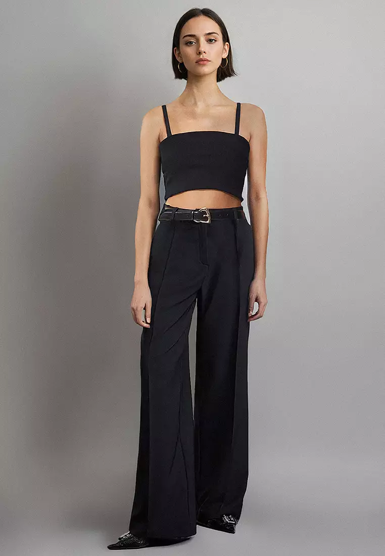 Pleated Wide Leg Trousers