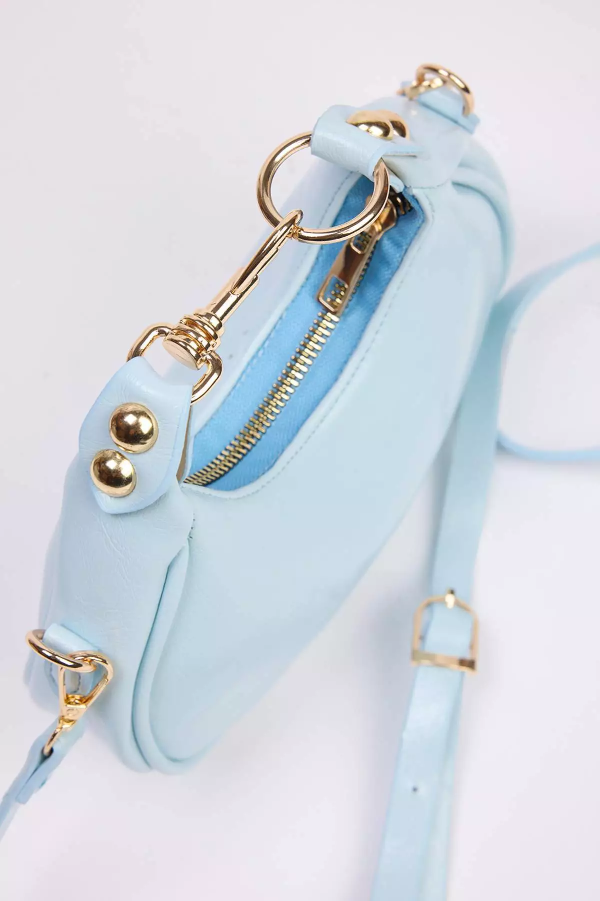 Baby Blue Dual Use Strap Women's Mini Oval Shoulder And Hand Bag Takss25Oc00091