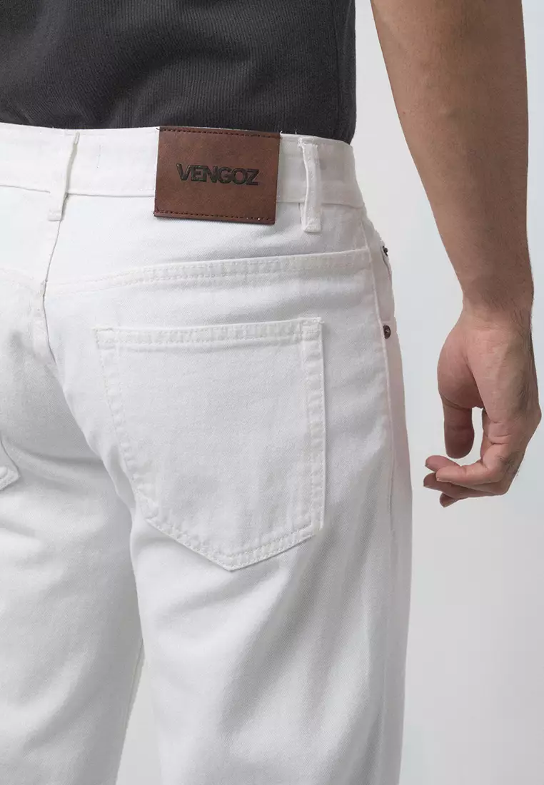 Straight Slim Fit Premium Jeans - Off White