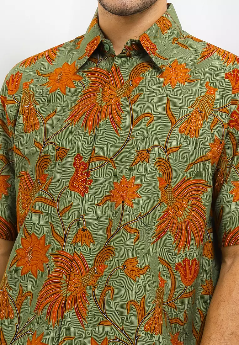 Kemeja Batik Printing Lengan Pendek Motif Cendrawasih