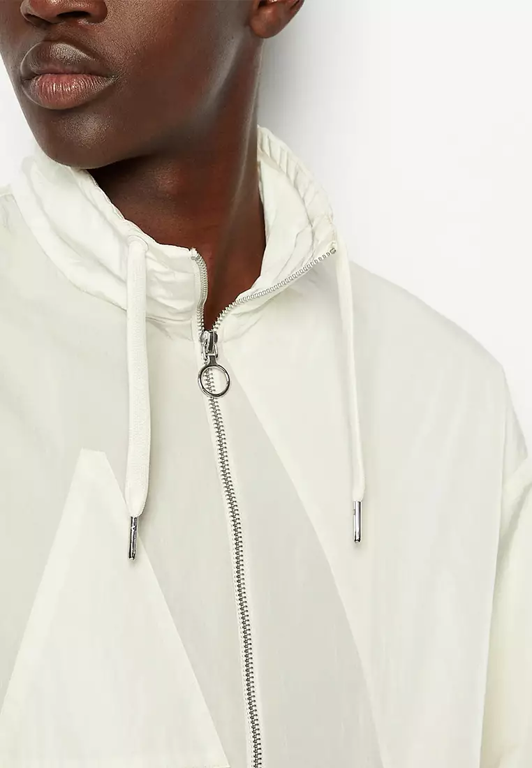 Buy Armani Exchange Nylon Blouson Logo Jacket Off White White