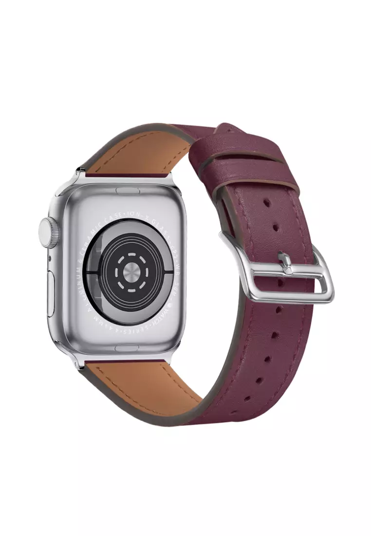 Buy Kings Collection Burgundy Genuine Leather Apple Watch Band