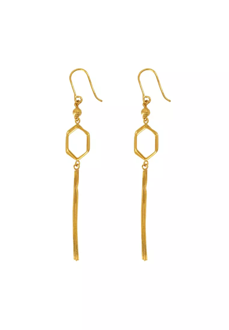 Buy Mistgold Hexagonal Lantern Earrings in 916 Gold 2024 Online