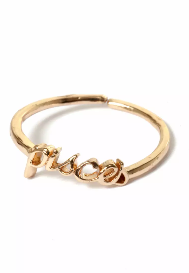 Ring Casual Rasi Bintang Perhiasan Aksesoris Fashion Wanita Gold - Pisces