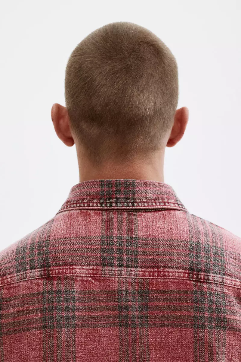 Loose Fit Washed flannel shirt