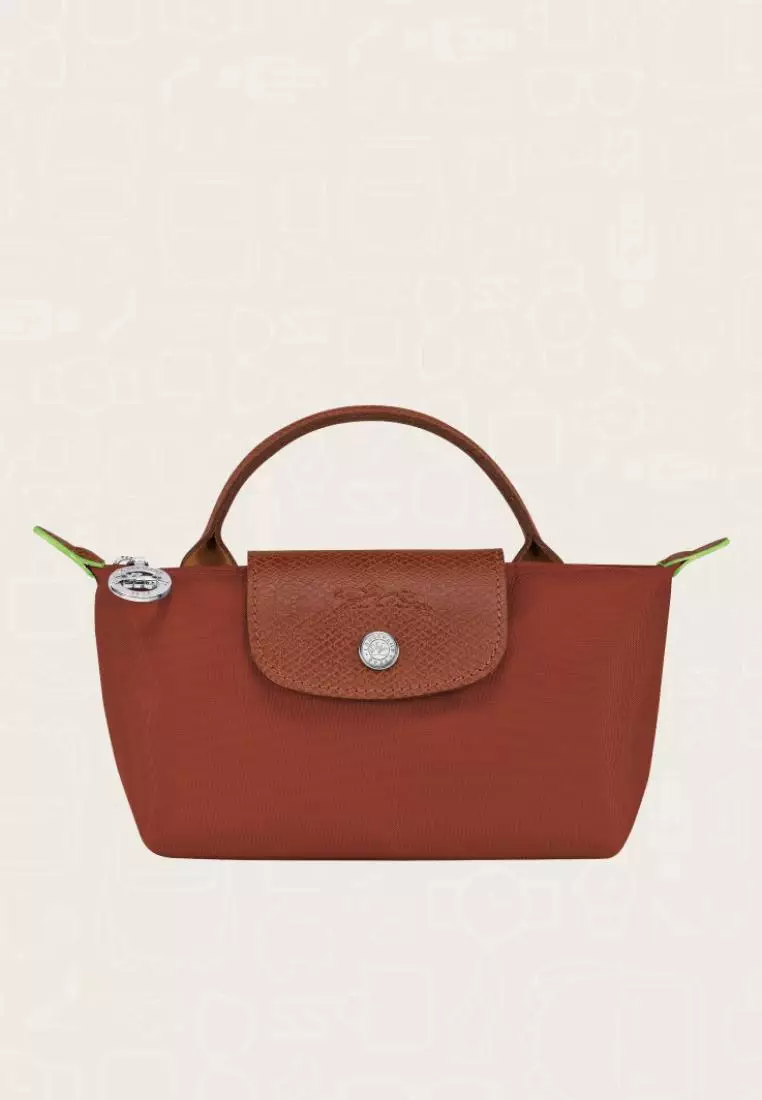 Longchamp Le Pliage Green Pouch With Handle Chestnut