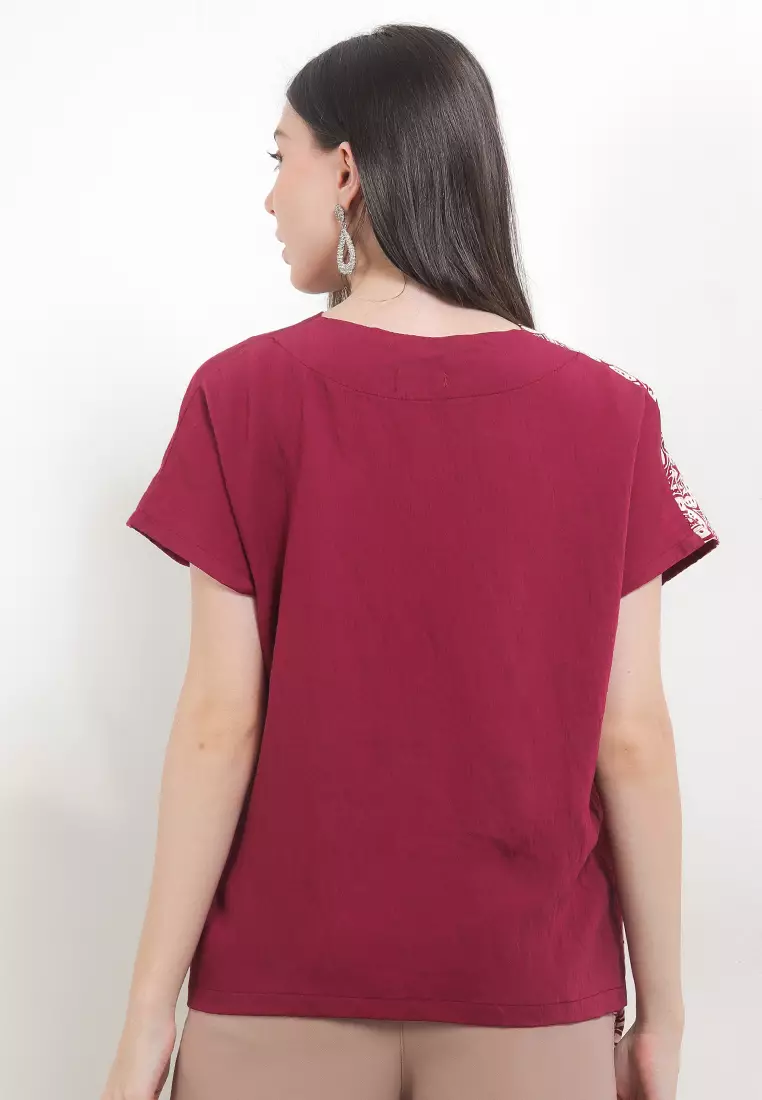 Cleo Batik Blouse Cap Top Lengan Pendek