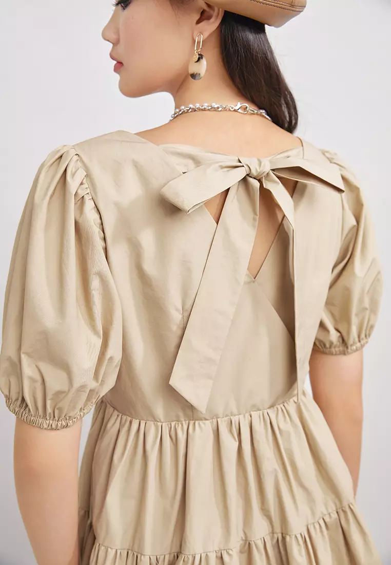 Short Sleeve Square Collar Mini Dress