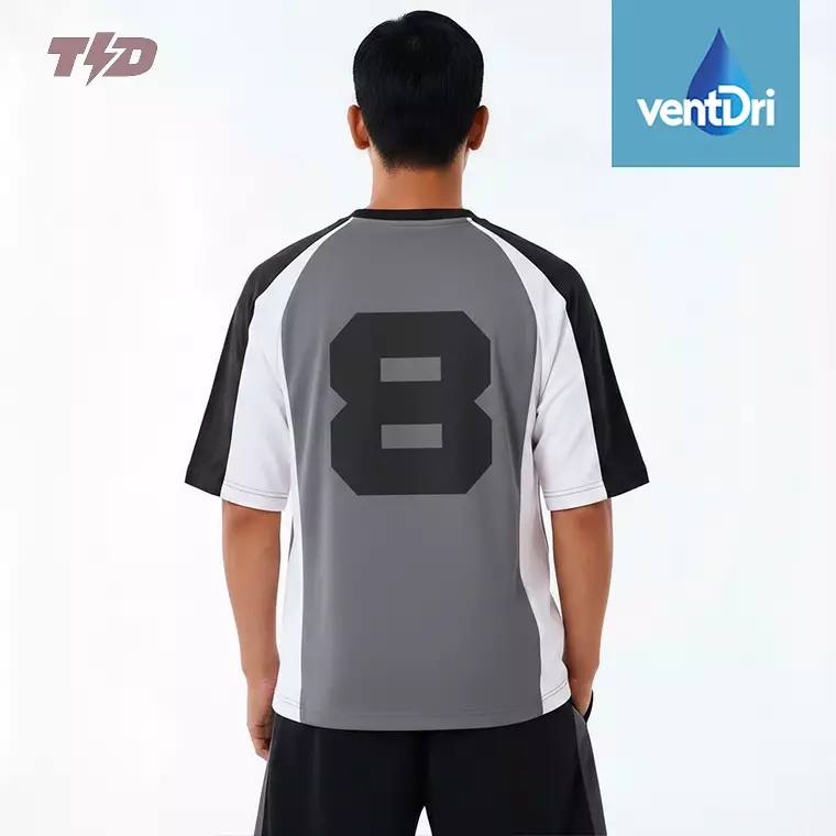 TDACTIVE kaos Jersey oversize drifit olahraga hitam abu 8 FLEXFIT MSB39