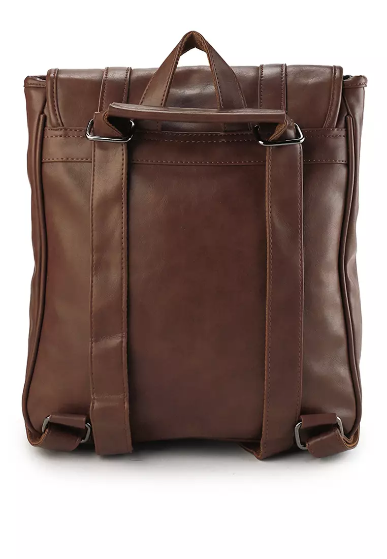Distressed Leather Commuter Messenger Backpack