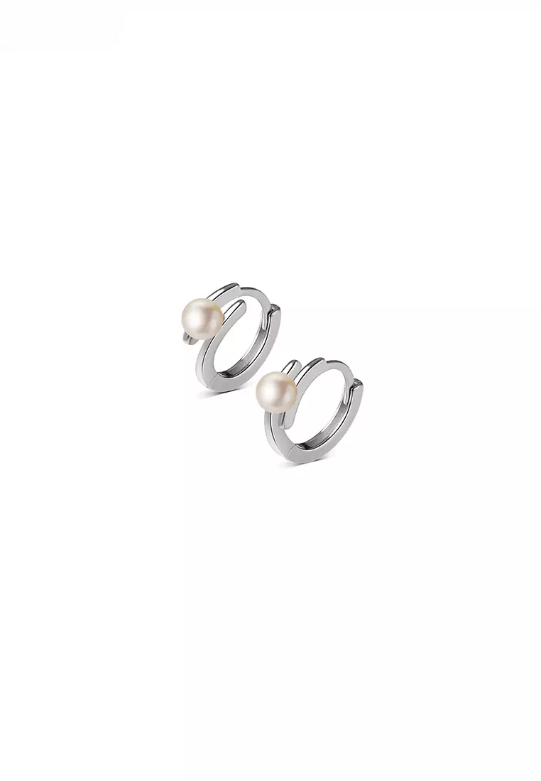 Freshwater pearl hoop clearance earrings