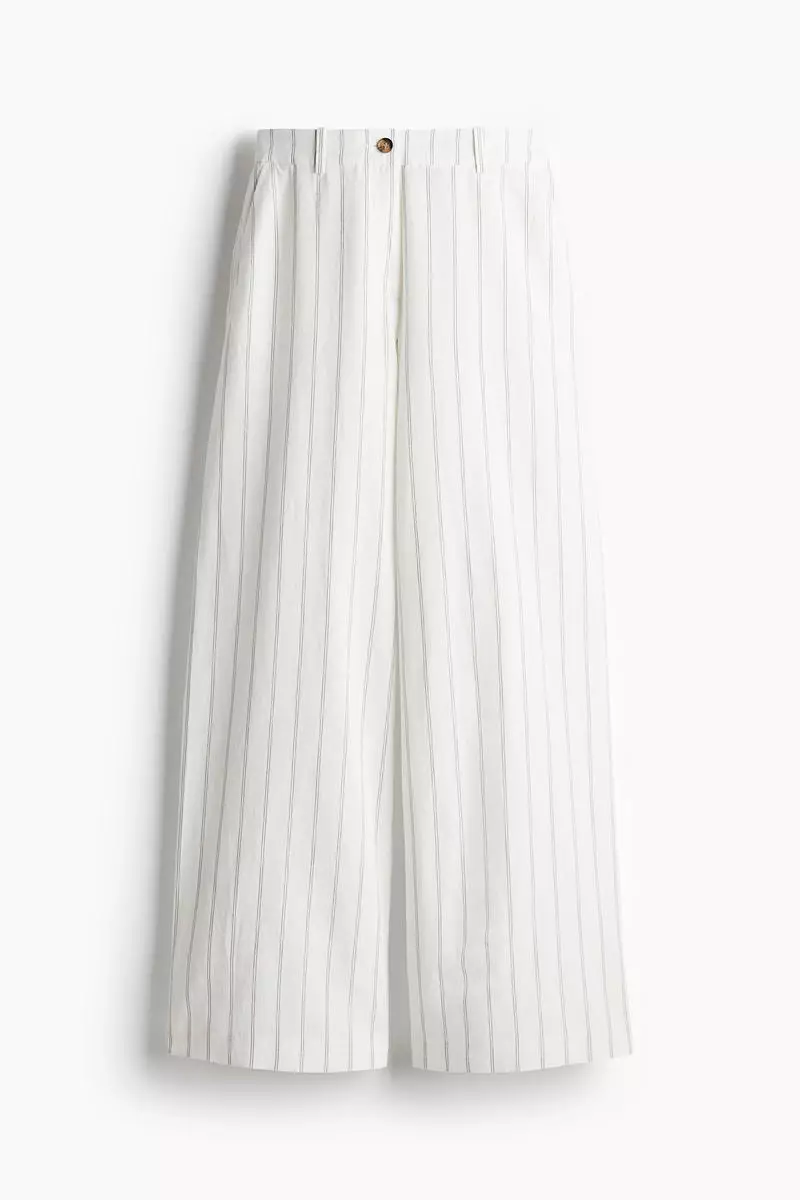 Wide linen-blend trousers