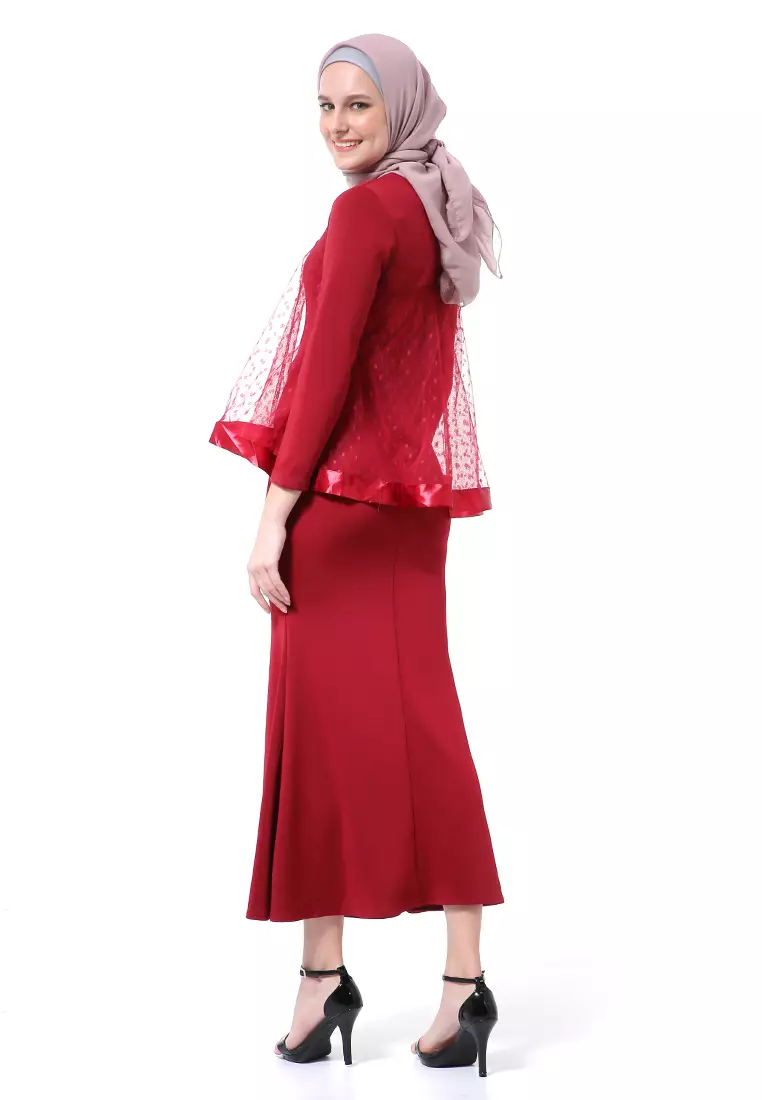 Gaun Model Duyung Fashion Muslimah Atasan Wanita Long Stlye Premium High Quality - Maroon