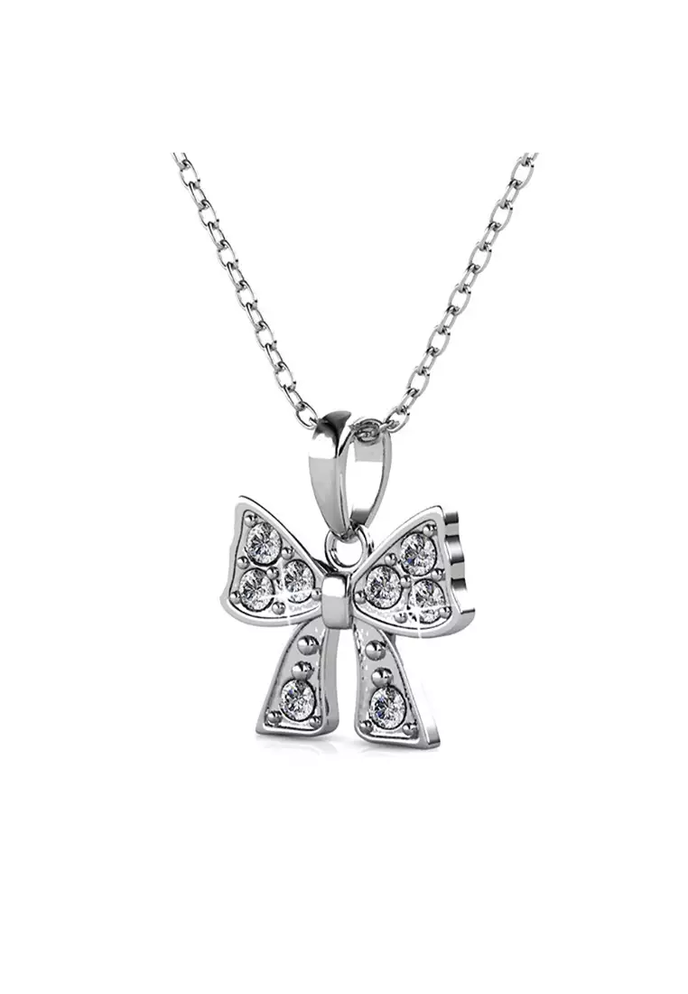 Swarovski bow top tie necklace