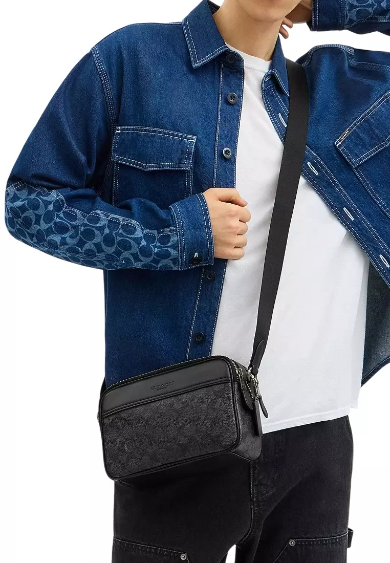 Mens Graham Crossbody Bag - Charcoal Black