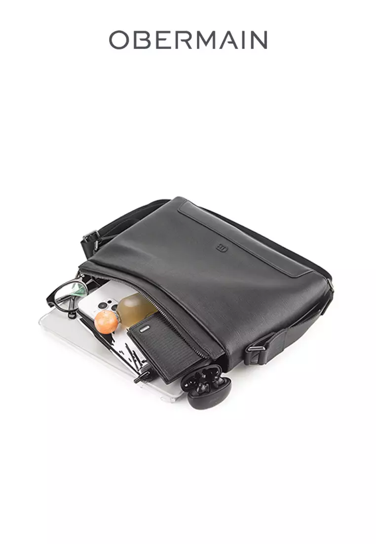 Men's Messenger Bag Genuine Leather Black