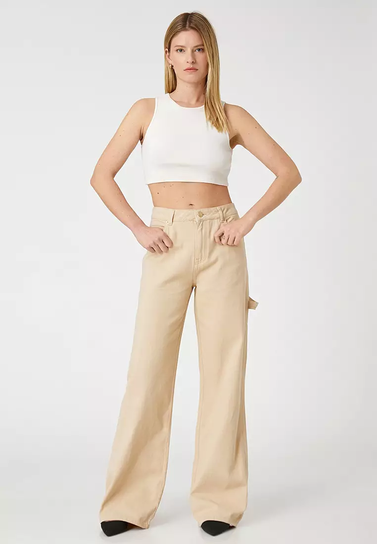 High Waist Wide Cargo Denim Pants