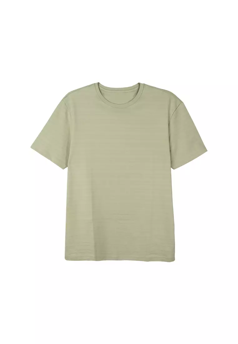 Buy POP Shop Men's Basic Round Neck T-Shirt Textured Stripe - Almond Milk  2024 Online