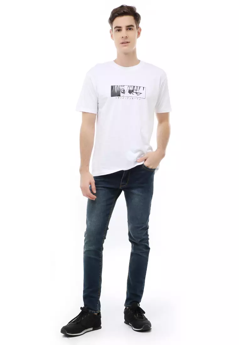 Jack T-Shirt Atasan Kasual Kaos Pria Anime Short Sleeve Material Cotton ORIGINAL - White