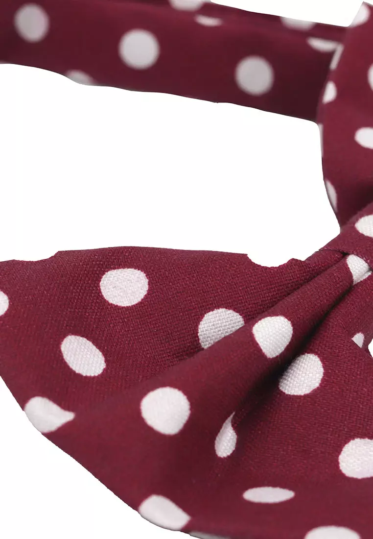 Houseofcuff Dasi Kupu Bowtie Pocket Square Saputangan Magenta Polka A40