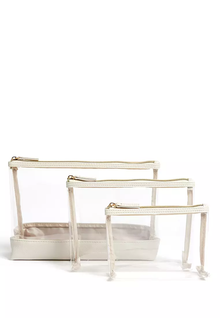 3 Piece Clear Makeup Bag Set