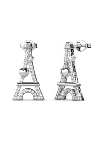 Her Jewellery silver ON SALES - Her Jewellery Paris Love Earrings (White Gold) with Premium Grade Crystals from Austria HE581AC0RVSIMY_1