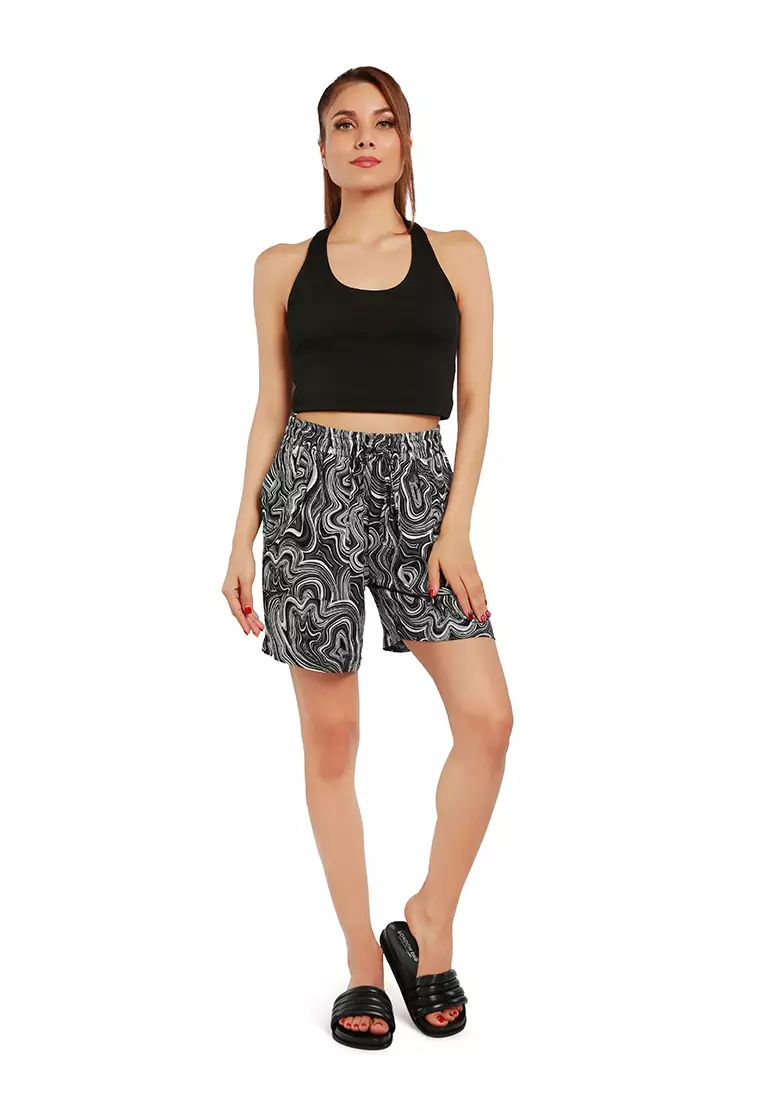 Black Wave Comfy Drawstring shorts