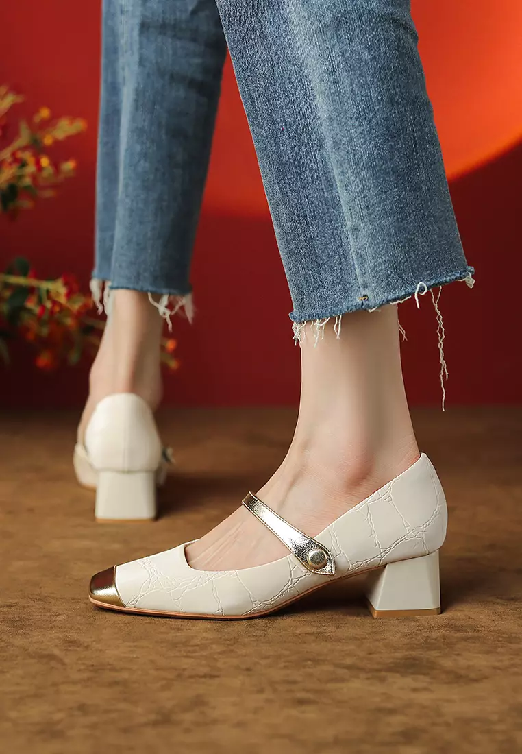 4.5CM Color Matching Mary Jane Shoes XJ3321-2