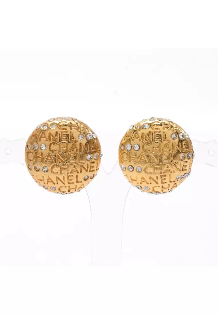 Buy Chanel Pre-loved CHANEL earrings GP Rhinestone gold logo