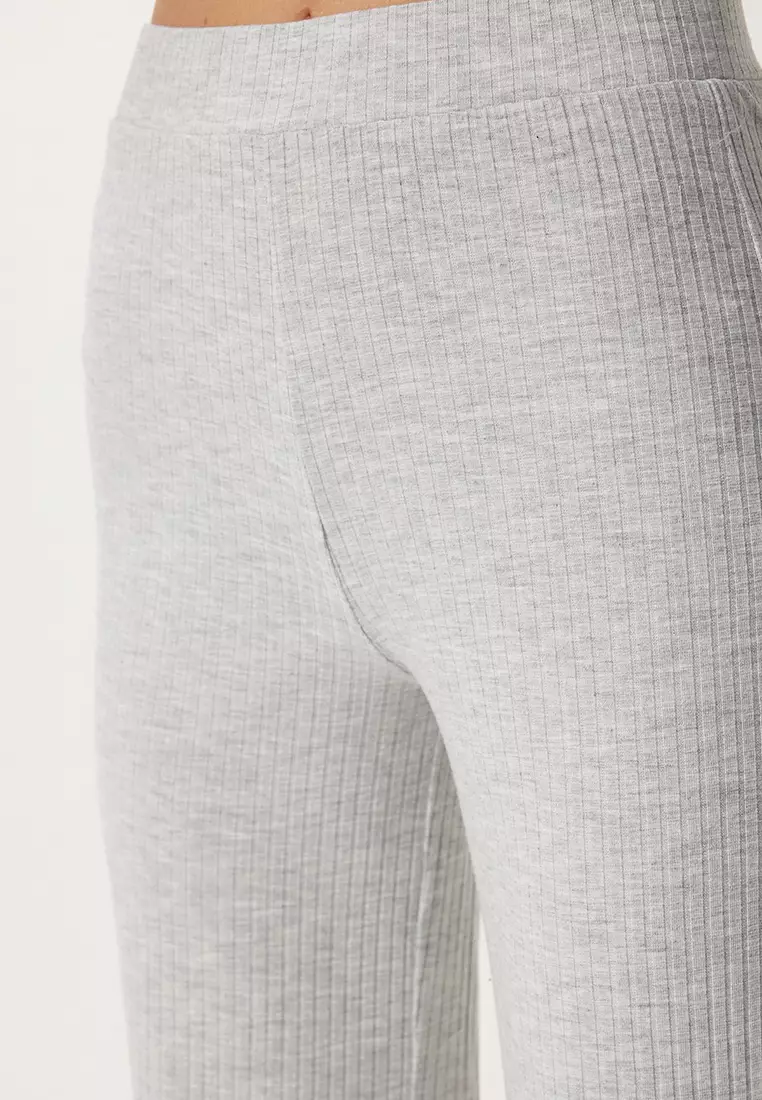 Comfortable Ribbed Knitted Blouse Trousers Set