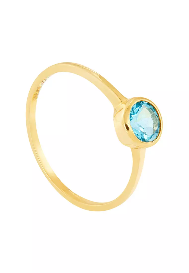 HABIB Blue Topaz Gemstone Ring in 375/9K Yellow Gold A05830324-BTOPZ