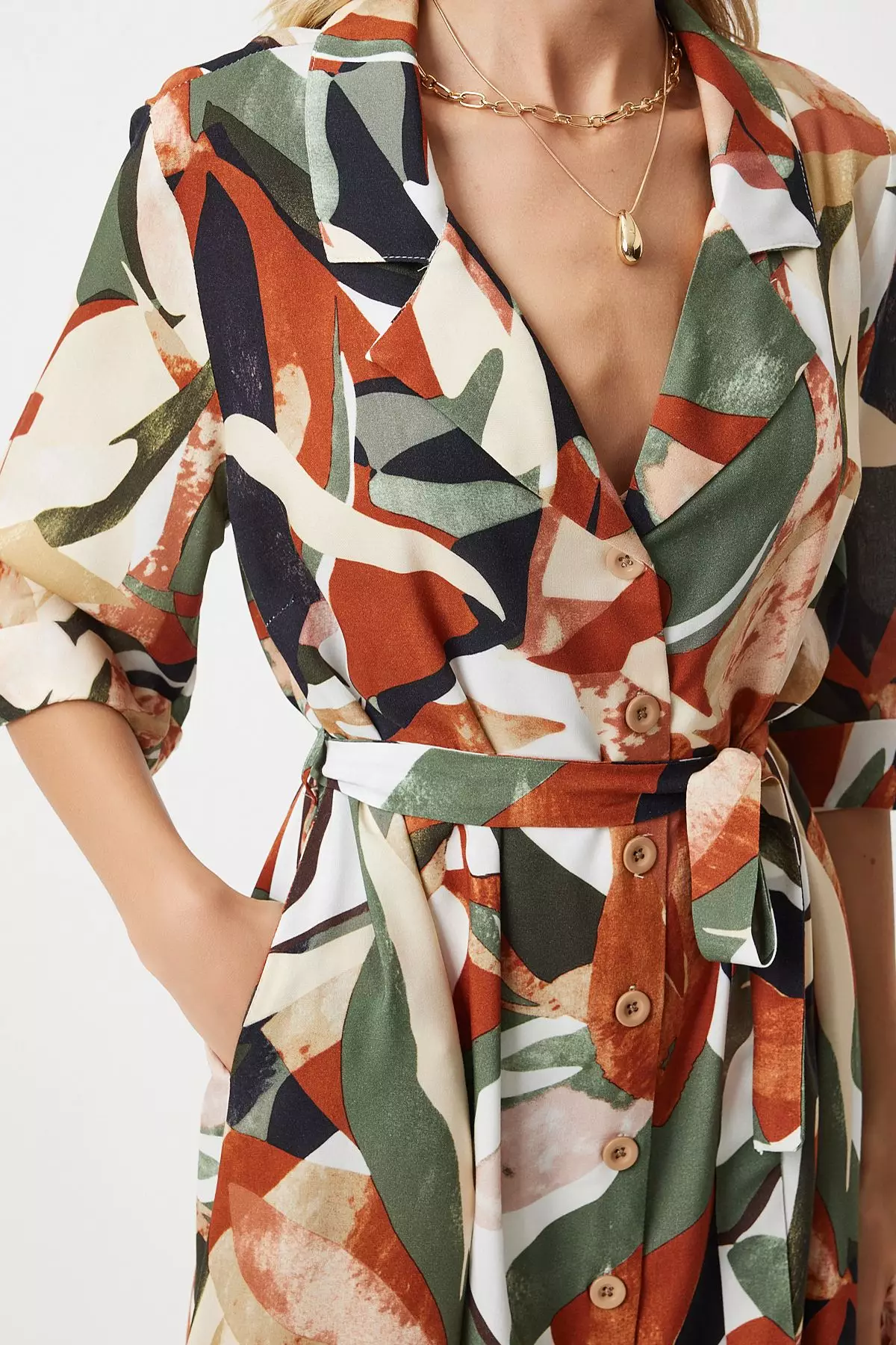 Abstract Print Tie Dress