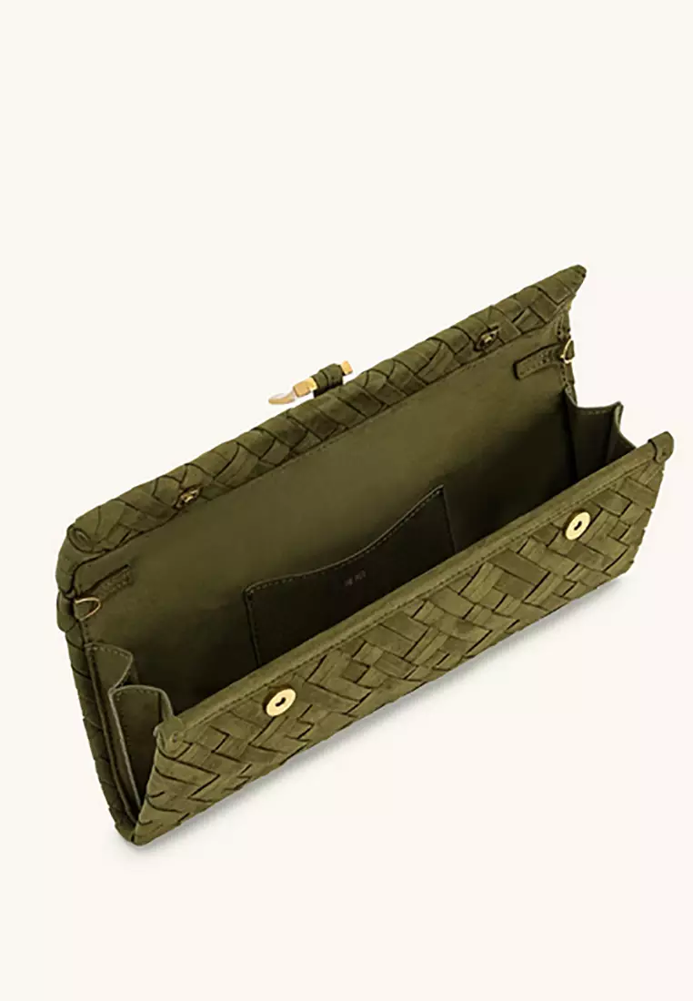 Zaria Woven Clutch - Olive