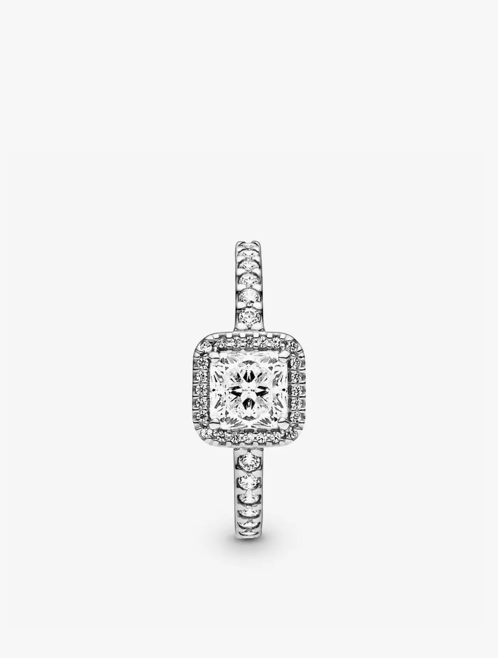 Square sterling silver ring with clear cubic zirconia