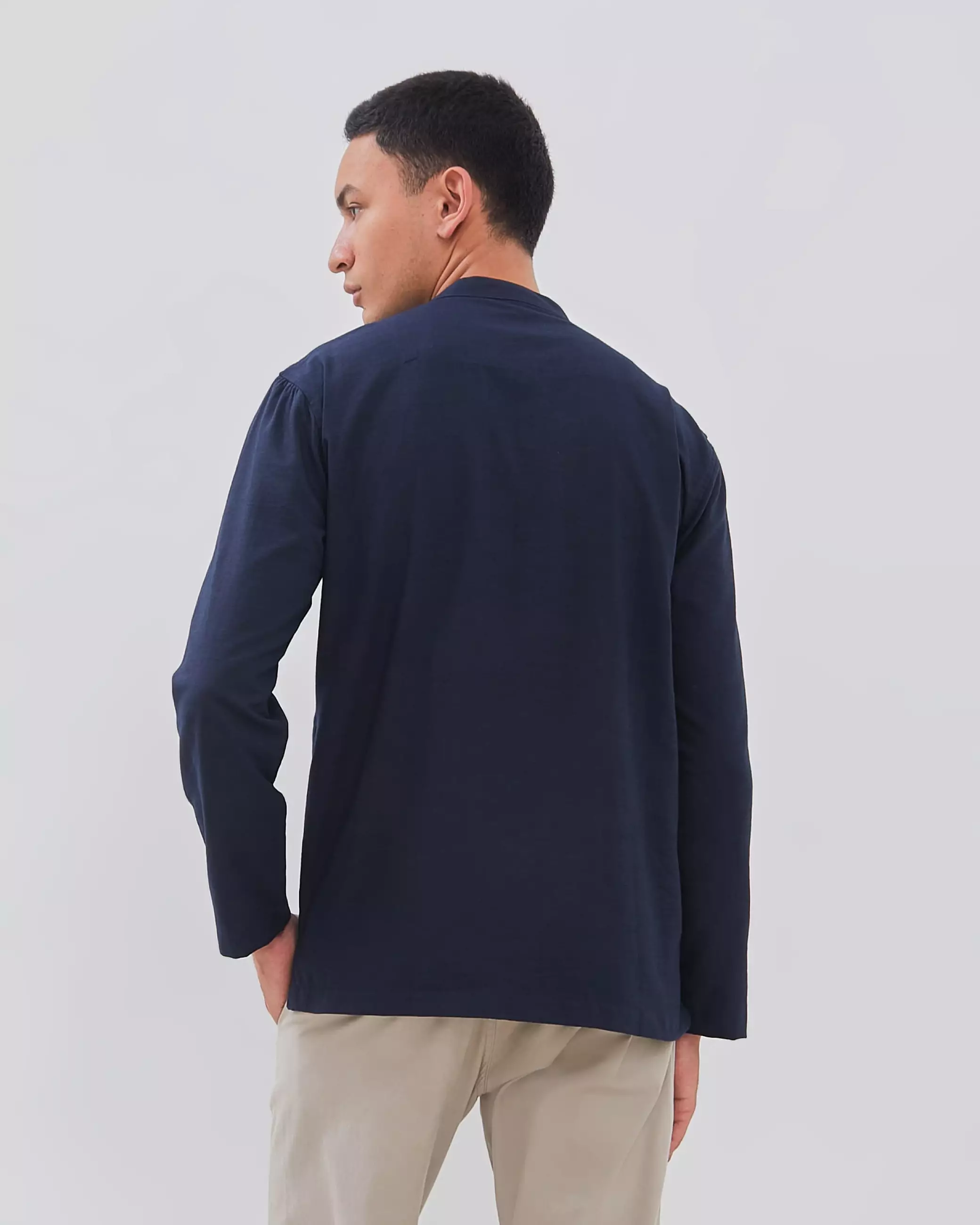 AMK Baju Koko Lengan Panjang Bordir KK DAUD L/S Navy