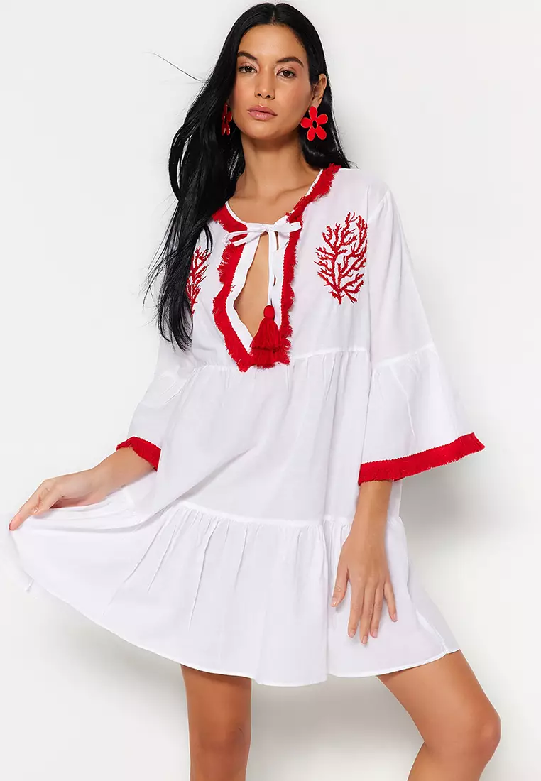 Buy Trendyol Embroidery Cotton Beach Dress 2024 Online ZALORA