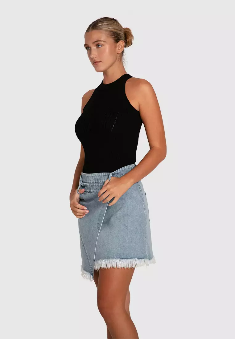 Belle & Bloom Back For Good High Neck Bodysuit in Black