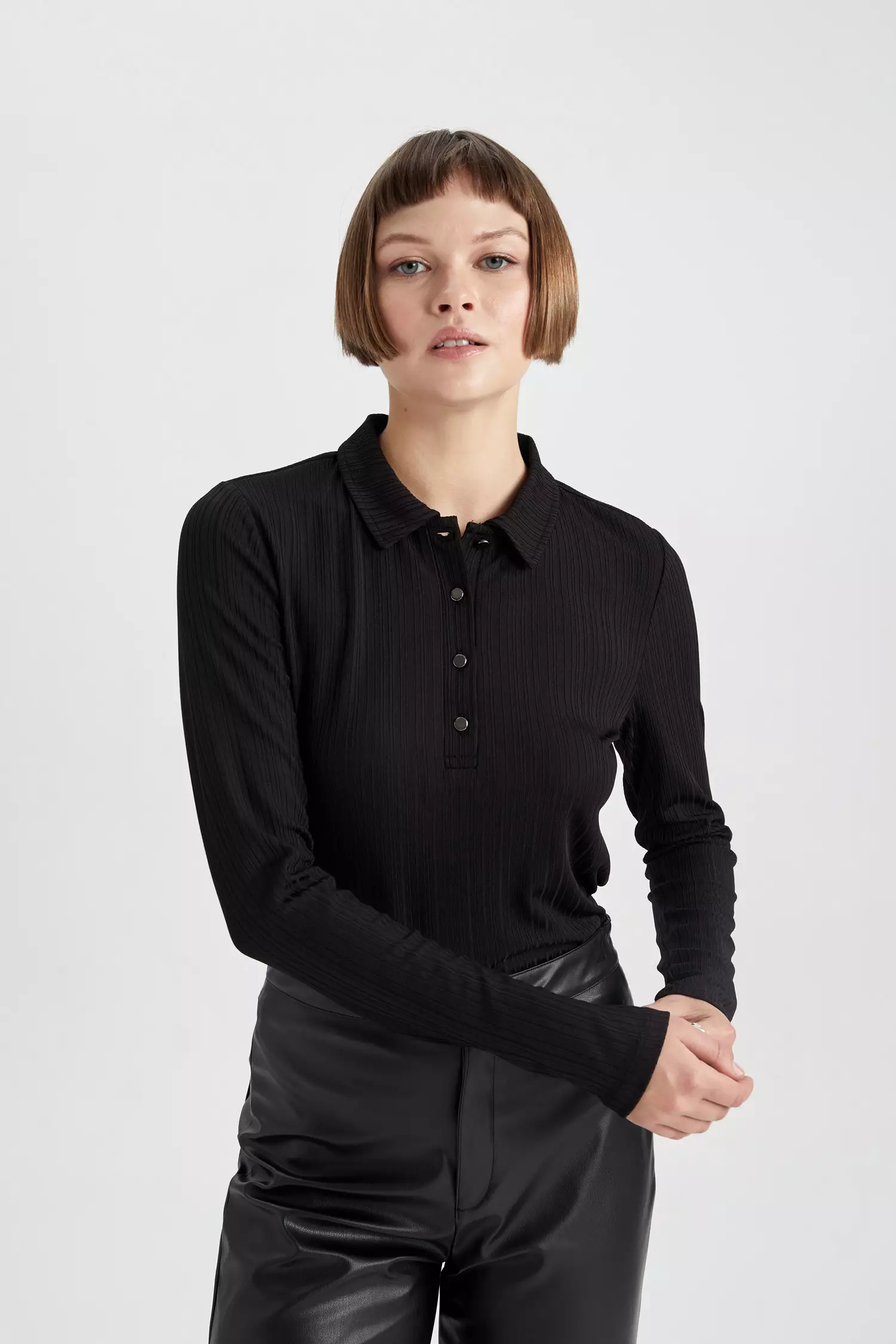 Buy DeFacto Long Sleeve Polo Neck T Shirt Online ZALORA Malaysia