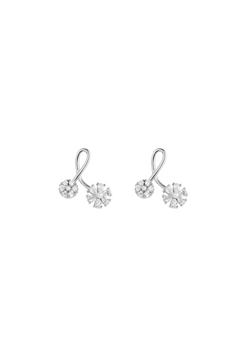 ZITIQUE silver Women's Diamond Embedded Flowers Cross Earrings - Silver E4152ACD11BBEAGS_1