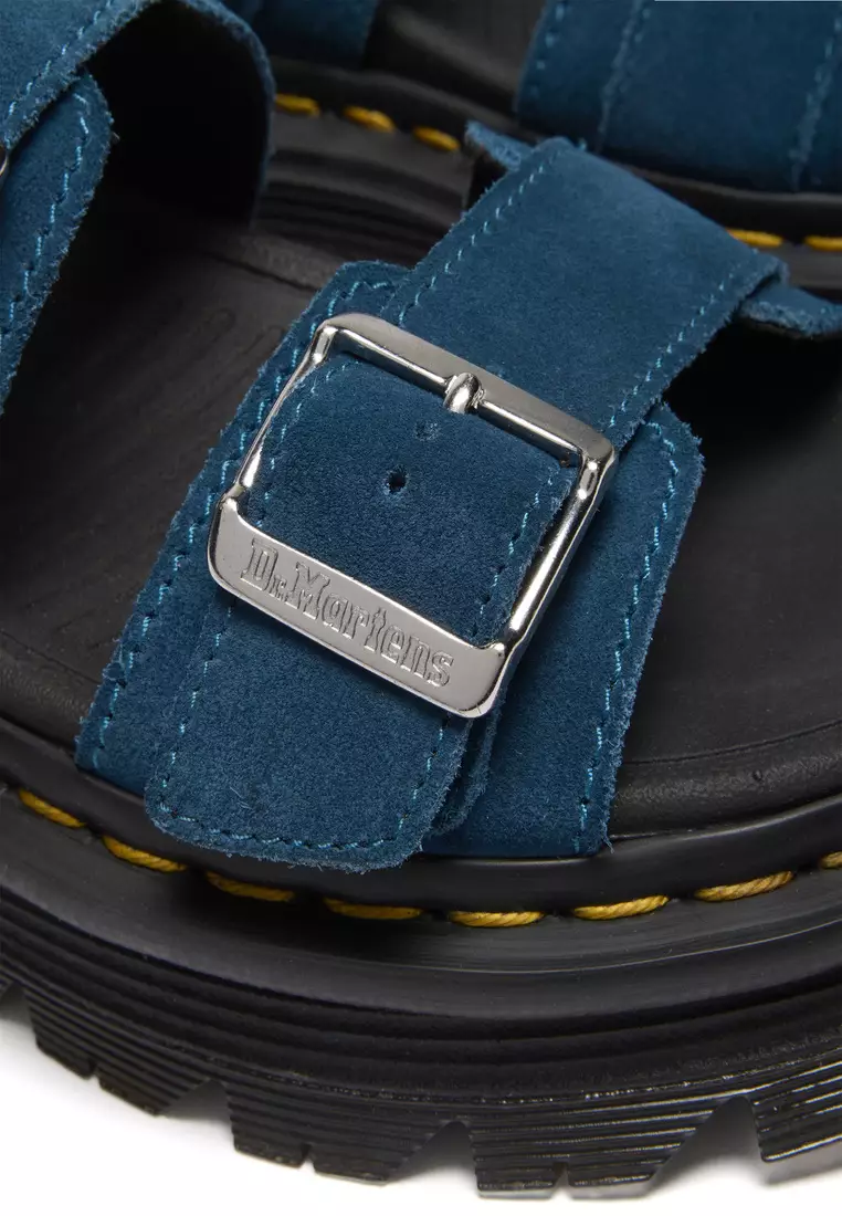 Zebzag Strap Suede Blue Sandals Women