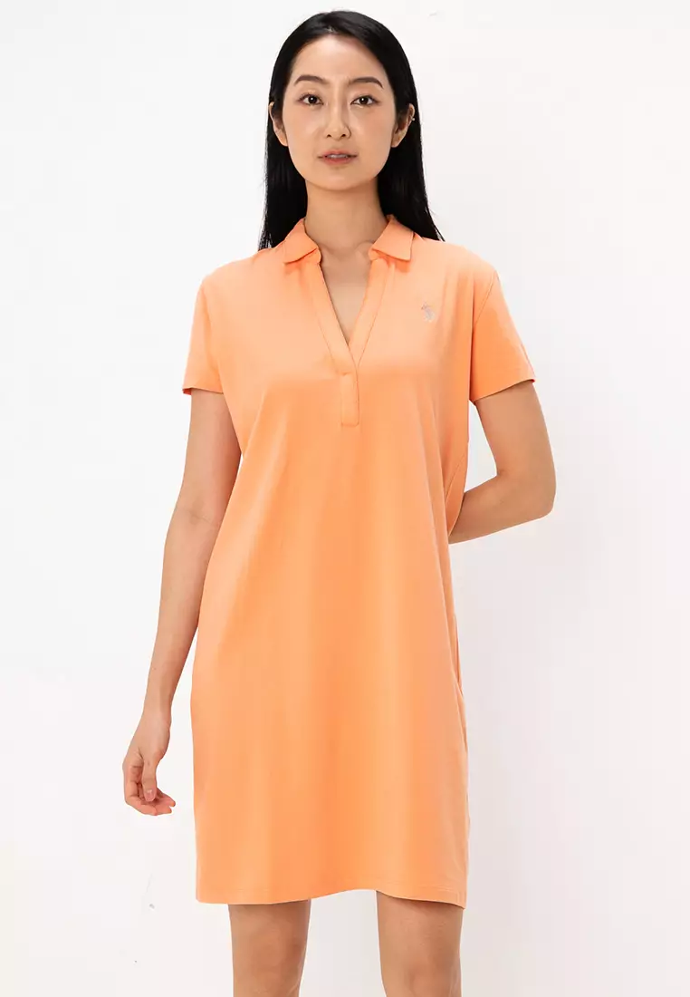 Orange polo dress deals