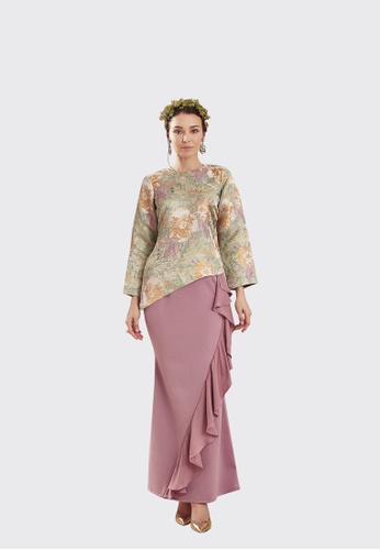 Lanna Modern Kurung from Nadjwazo by LadyQomash in white and purple and silver and gold and Beige