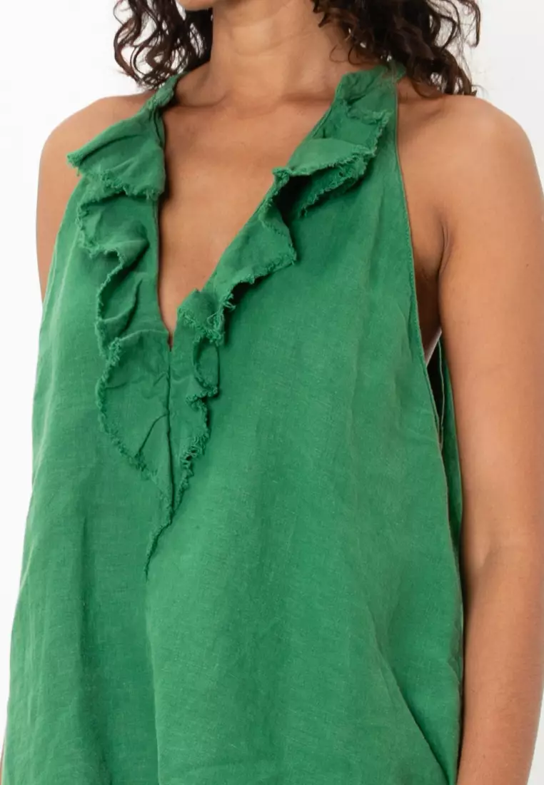 Ruffled Linen Sleeveless Top