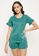 Clovia green Clovia Taurus Print Top & Shorts Set in Teal Green - 100% Cotton 7D808AAEE2C25CGS_1