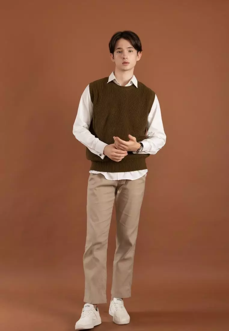 Kale Fenchy Brown / Vest atau Rompi Pria premium berbahan dasar acrylic wool